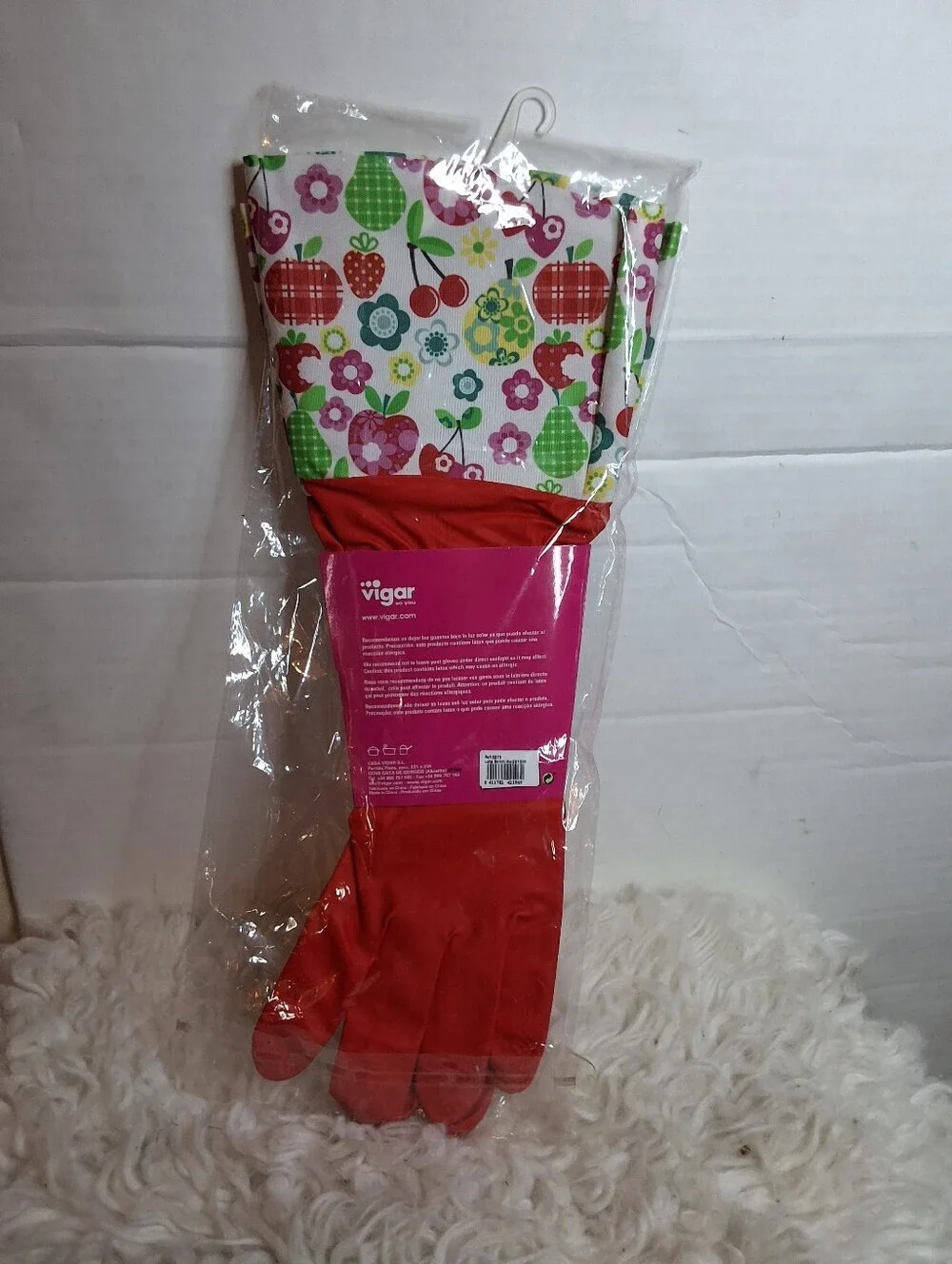 Vigar Floral Dish Gloves with Red Latex Palm